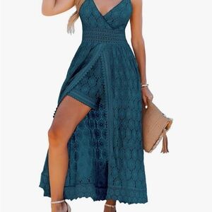 Teal v neck Maxi jumpsuit